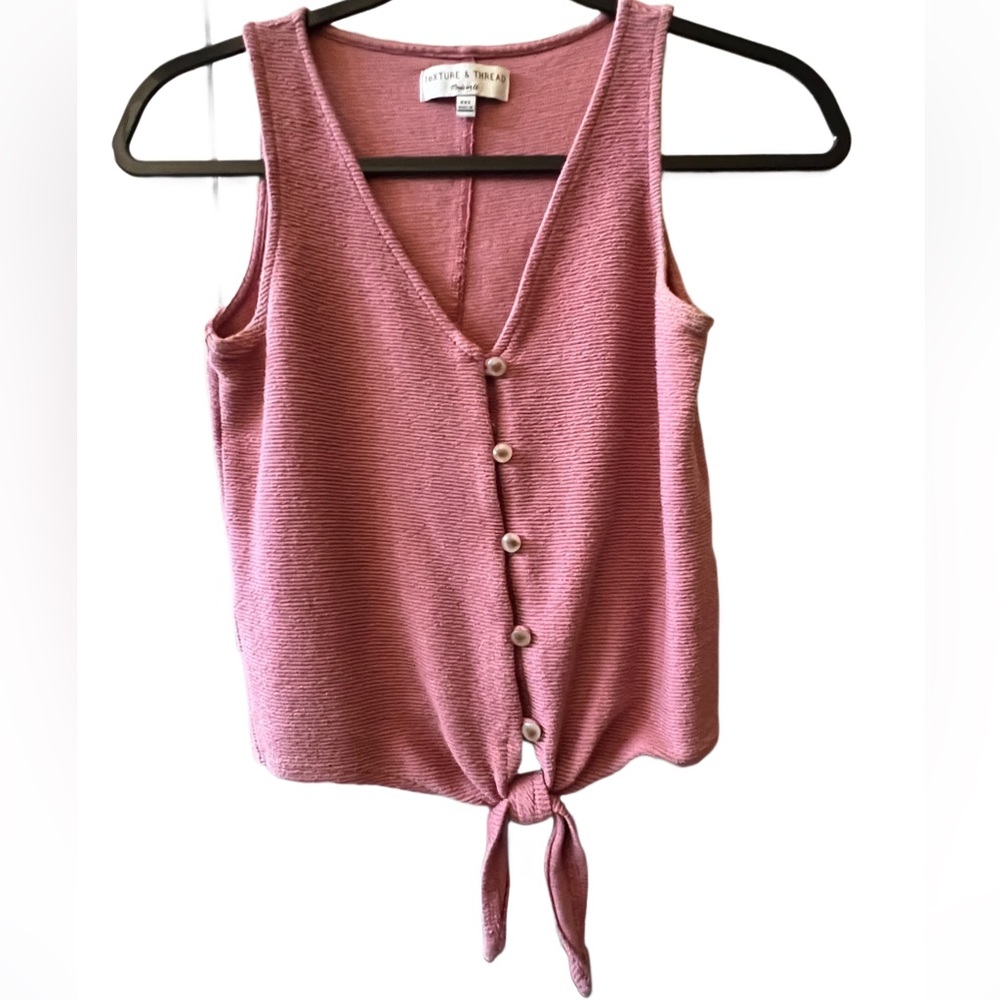 Madewell Pink Sleeveless Buttoned Crop Tank